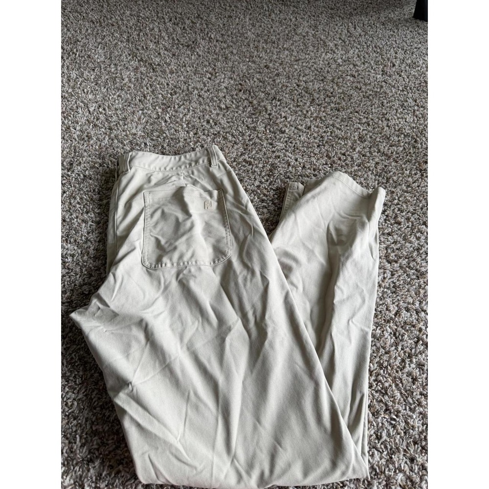FootJoy Mens Golf Pants Khaki Tan Performance Polyester W34 L34 FJ Logo
